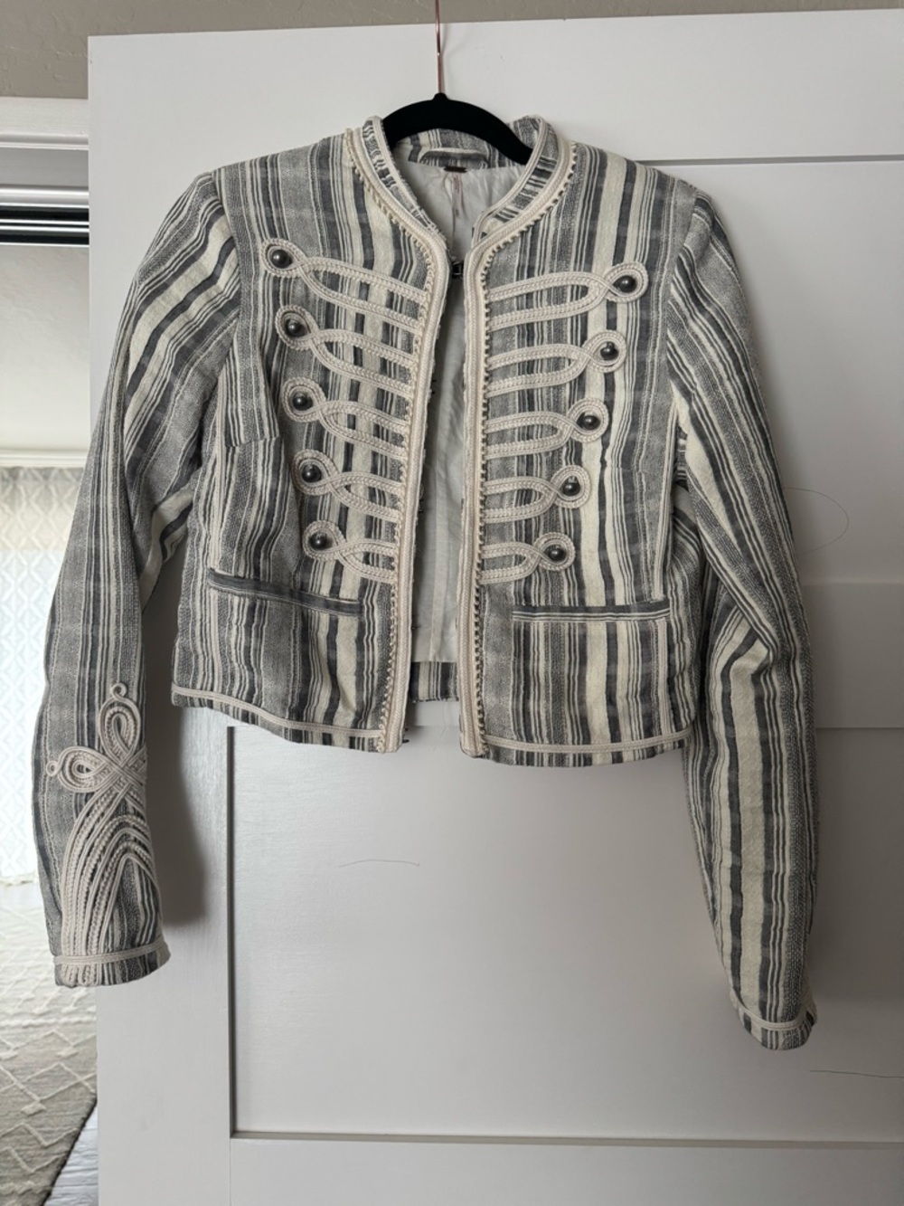 Free People Military-Style Women's Jacket in Blue & White